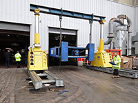 Transporting a 1,200 ton Hydraulic Press to the Second Floor with a Hydraulic Gantry
